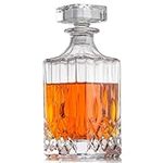 Flybold Whiskey Decanter with Glass Stopper - Vintage Bourbon Decanter for Wine | Vodka | Brandy - Alcohol Glass Decanter Gift for men - Decorative Booze Container Bottle with Lid dishwasher safe