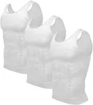 Odoland Men's 3 Pack Body Shaper Base Layer Shirt Tummy Shirt, White/White/White, 3XL