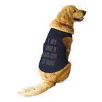 Ruse. Pet I Just Want Foil Edition Round Neck Sleeveless Vest Tank T-Shirt/Tees for Dog Clothes Summer Apparel (Navy/Golden; /Large (Full Grown Desi/Stray, Doberman etc.)