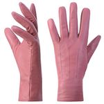 Harssidanzar Womens Leather Gloves Winter Warm Cashmere Lining Touchscreen Texting Warm Driving Lambskin Leather Gloves GL017,Pink,Size XL