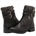 GLOBALWIN Women's Fashion Low Heels Lace Up Ankle Boots, 1903black, 11