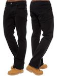 989Zé ENZO Mens Stretch Bootcut Jeans Casual Classic Retro Denim Wide Leg Flared Pants Trousers EZ401 BLK 32W / 32L