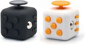 Appash Fidget Cube 2PCS Stress Anxiety Pressure Relieving Toy Great for Adults and Children[Gift Idea][Relaxing Toy][Stress Reliever][Soft Material](1Black&1Yellow)