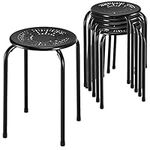 Giantex Stackable Stools Set of 6, No Assembly 17.5" Height Stacking School Chairs for Kids Adults, Portable Metal Nesting Stools, Flexible Seating for Classroom Middle School, Office, Small Space