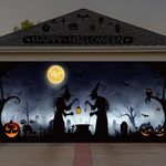 Preboun Halloween Garage Door Decorations Witch Halloween Door Cover Hanging Halloween Garage Door Banner Cauldron Backdrop Mural for Home Outdoor Indoor Spooky Party Wall Window Yard, 6 x 13 ft