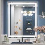 Keonjinn 36 x 30 Inch LED Bathroom Mirror with Lights, Adjustable 3000K/4500K/6000K Lights, Front Lighted Vanity Mirror, Wall Mounted Anti-Fog Dimmable LED Makeup Mirrors (Horizontal or Vertical)