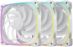 Geometric Future Squama 2503 RGB PWM Fan - 140mm - 3 Pack – Performance & Silent Balance - Dual Lighting Loop - 5V 3pin addressable RGB - 4pin PWM - White(GEO-S2503W-14T)
