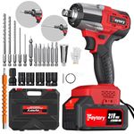 Cordless Impact Wrench,1/2" Brushless Power Impact Gun,2500RPM Electric Wrench, Max Torque 550N.m with 4 Sockets, 12PCS Screwdriver Bits, 4.0Ah Battery & Carry Box for Car Home