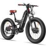 FREESKY WARRIOR PRO Electric Bike for Adults, Electric Mountain Bike Ful Suspension, 26inch Fat Tire Dual Motor Ebike, Mountain Ebike Black