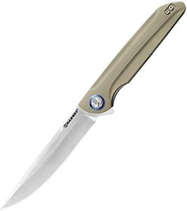 Harnds CK9171 Outdoor Folding Knife Sandvik 14C28N Camping Knife with G10 Handle Titanium Blade Finish Folding Knife(Warm sand Satin)