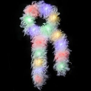 SOGUGOM White Light Up Boas - 65g 2 Yards LED Feather Boas for Party, Concert, Halloween, Christmas and Dancing Wedding(LED Boa - White)