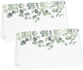 Your Main Event Prints Eucalyptus Tent Cards - Food Labels for Buffet and Decorations - Perfect for Birthdays, Baby Showers, Parties - Pack of 50