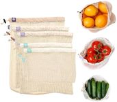 Lotus Sustainables Premium 100% Organic Cotton Reusable Produce Bags | Eco-Friendly Mesh Produce Bags For Groceries | Machine Washable Vegetable/Fruit Bag | Set of 5