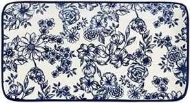 Pfaltzgraff Gabriela Floral Rectangle Platter, 14.75 Inch, Blue and White