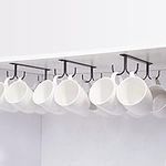 FOMANSH Mug Rack Under Cabinet - Coffee Cup Holder, 12 Mugs Hooks Under Shelf, Display Hanging Cups Drying Hook for Bar Kitchen Utensils Black