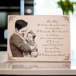 Incredible Gifts India Father’s Day Customized Engraved Wooden Frame Daughter’s Letter for Dad (9x7 Inches, Beige), Tabletop