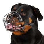 BronzeDog Dog Muzzle Wire Basket Rottweiler Adjustable Leather Straps (L)