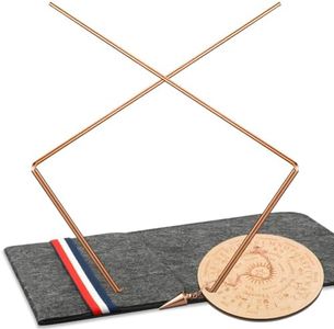 Yncotte 99.9% Copper Dowsing Rod Set, Spiritual Exploration with 2 L Copper Divining Rods, Pendulum & Five-Ring Pendulum Board for Spirit-Seeking, Hidden Objects & Water Witching, with Felt Pouch