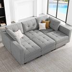 Belffin Convertible Sectional Sleeper Sofa Bed Modular Sofa Sleeper Couch Set with Storage Seat Modular Sectional Couch Bed Light Grey