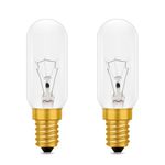 Caldarax 2 Pack Cooker Hood Bulbs, Dimmable E14 Small Edison Screw Bulb, Warm White 2700K, 350lm, T25 Tubular Bulb for Extractor Fan, Sewing Machine, Refrigerator