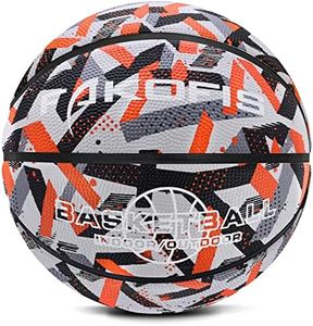 FAKOFIS Pallone da Basket,Pallacanestro per Bambini, Taglia 3, Taglia 5,Taglia 7, per Interni ed Esterni, per Principianti Grigio Arancione 3