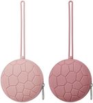 2 Pack Silicone Pacifier Holder Case, Soft Silicone Newborn Baby Silicone Pacifier Holder for Boys & Girls, Portable Silicone Pacifier Container Case (Blush/Mauve)