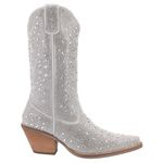 Dingo Womens Silver Dollar Rhinestone Pointed Toe Casual Boots Mid Calf Mid Heel 2-3" - Silver, Silver, 6.5