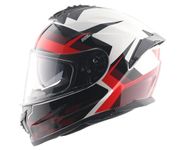 Vega Zap DV Alliance Full Face Motorcycle Helmet with Dual Visor, Shock Absorbing Liner, Comfortable Interior, Lightweight Shell, Aerodynamic Design, Ventilated Fit, and Trendy White Red Finish White Red-L