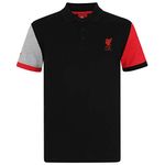 Liverpool FC Official Football Gift Mens Contrast Sleeve Polo Shirt Black Large