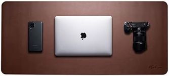 OfficeOzone Desk Mat with All-New Edge Stitch, Non-Slip Suede Base, Dark Brown, 35.4" x 15.7"