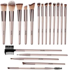 18PCS Pinceau maquillage,Set Pinceaux maquillages professionnel pour fond de teint, mélange de poudre, fard à joues,contour des yeux, pinceaux de maquillage avec champagne doré