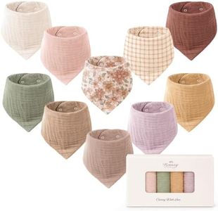 Konssy 10 Pack Baby Muslin Bandana Bibs for Drooling and Teething