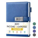 WEMATE Income and Expense Tracker - Accounting Ledger Book with Lock for Small Business, Bookkeeping Record Book 8.6x5.8in (Blue)