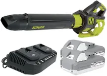 Sun Joe Cordless Brushless Turbine Jet Blower Kit with 2 Batteries and Charger for No-Fade Power and 50 Minutes of Rechargeable Runtime, 24V-X2-JB500