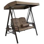 Abubakar Enterprises Swing Chair 2 Seater | Garden Swing seat Brown | Outdoor Canopy Cushioned Bench Bed Seat | Weight Capacity 350 Kg (Brown)