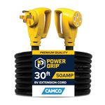 Camco Extension Cord, PowerGrip Heavy-Duty Outdoor 50-Amp RV Extension Cord, 30 Feet (55195)