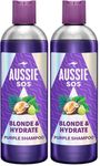 Aussie SOS Blonde and Hydrate Purple Shampoo 300ml for Bleached, Highlighted and Grey Hair, neutralise Brassy, Yellow Tones on Blonde, Highlighted and Silver Hair, boost Brightness, Softness and Shine