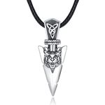 ZIPPICE Arrowhead Necklace 925 Sterling Silver Tiger Arrow Necklace Nordic Viking Pendant Necklace Celtic Necklace Animal Jewellery Gift Viking Jewellery for Men Women Unisex