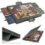 Lavievert Tilting Puzzle Board with 2-in-1 Designed Stand & Cover, Super Lightweight Felt Puzzle Plateau with 6 Drawers for Adults and Kids, Portable Jigsaw Puzzle Table for Games Up to 1000 Pieces