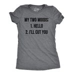 Womens My Two Moods Funny T Shirt Novelty Humor Sarcastic Cool Graphic Hilarious Funny Womens T Shirts Funny Introvert T Shirt Women's Novelty T Shirts Dark Grey XL