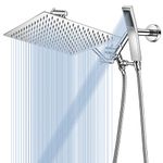 Shower Head, 12" Shower Head Combo, NERDON Dual Square Shower Head, Rainfall Shower Head with Handheld with 15'' Brass Adjustable Extension Arm and Combined 3-Way Diverter - A Bathroom Upgrade