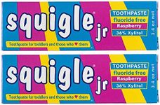 Squigle Jr Toothpaste - For Infants, Toddlers, Airplane Travellers. SLS Free, Fluoride Free, Prevents Canker Sores, Chapped Lips. Soothes, Protects Dry Mouths. Stops Tooth Sensitivity 96.5g (2 pack)