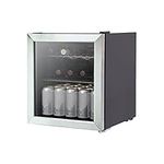 Russell Hobbs Mini Fridge 12 Bottle/46L Freestanding Stainless Steel Table Top Mini Beer & Wine Fridge, LED Light with Glass Door RHGWC3SS