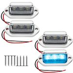 4 Pack Ice Blue LED License Plate Light For Truck SUV Trailer RV Boat as Step Courtesy Light, Dome/Cargo Lights/Under Hood Light 12V-24V Waterproof Lamp for Fishing Pontoon Kayak Yacht Sailboat