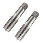 sourcing map Metric Hand Tap M24 Thread 3 Pitch 4 Straight Flutes H2 Alloy Tool Steel Bottom & Taper Screw Tap Set Tapping Tools for Repairing 1 Pair