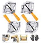 90 Degree Right Angle Clamp, 4PCS Corner Clamps for Woodwork, Single Handle Aluminium Alloy Clamp, Photo Framing Tools, Woodworking Clamps for DIY Woodworking Welding (4 PCS)