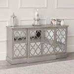 Melody Maison Large Silver Mirrored Lattice Sideboard - Sabrina Silver Range