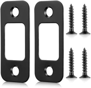 2Pack Deadbolt Strike Plate Door Backplate, 1" x 2-1/4" Round Corner with 4 Screws, Matte Black Finish, High Security, Security Latch Plate for Exterior Interior Door Deadbolt Fix Door Frame Door Jamb