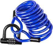 DocksLocks Weatherproof Coiled Security Cable (5ft to 25ft Lengths) with Reinforced Looped Ends and Heavy Duty Compact U-Lock, Anti-Theft Protection for Kayaks, Bikes, Outdoor Equipment and More 25ft