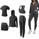 ODWTMRK Tracksuit Womens Full Set Gym Sets Sport Running Exercise Workout Yoga Outfits Activewear Sets Jumpsuit Set(Black,M)